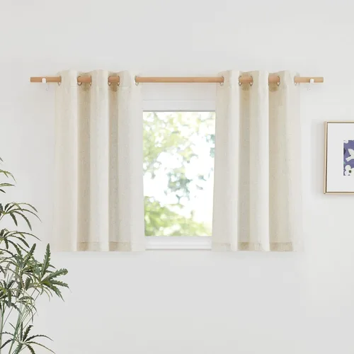 Miniatura 212 de NICETOWN Cortinas de lino natural con textura de lino para dormitorio, mezcla de lino rústica con ojales en la parte superior, semitransparentes