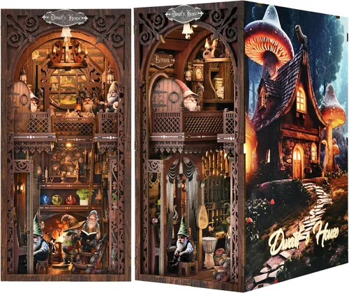 Kit de Rincón de Libros, Kits de Rincón de Libros para Adultos, Construcción de Modelo de Rincón de Libros DIY, Rompecabezas de Madera 3D DIY,
