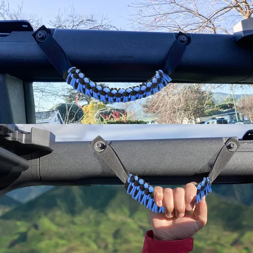 Miniatura 4 de Asas de agarre de barra antivuelco, mango de agarre de paracord para accesorios Ford Bronco 2021 2022 2023 2024 2025 2 puertas 4 puertas, paquete