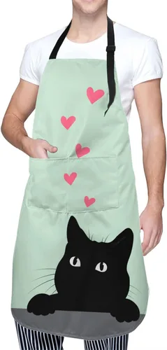 Miniatura 2 de Perinsto Delantal Impermeable para Mascotas Perros Gatos Animales Lindos con Babero para Aseo Cocina Horneado Pintura Jardinería Gato divertido