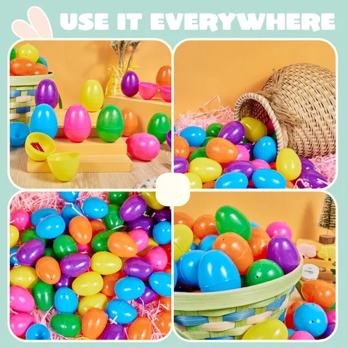 Miniatura 3 de JOYIN 50 huevos de Pascua de 2.3 pulgadas, huevos de plástico vacíos rellenables coloridos y brillantes a granel para caza de Pascua, golosinas