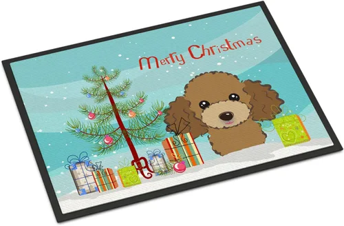 Miniatura 189 de Caroline's Treasures BB1616MAT - Tapete para puerta delantera de árbol de Navidad y sabueso afgano de 18 x 27 pulgadas, para interiores