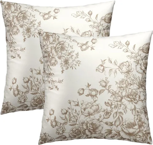 Miniatura 28 de Fundas de Almohada de Bosque de Pinos 22x22 Juego de 2, Fundas de Almohada Decorativas de Árboles de Abeto y Cedro Verde Nieve Beige de Invierno