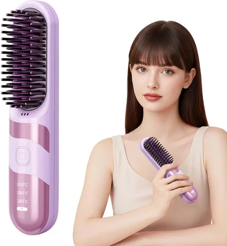 Miniatura 9 de Go Brush 2026 actualizado negativo, cepillo alisador de cabello inalámbrico, cepillo alisador portátil para viajes, alisador de pelo de viaje
