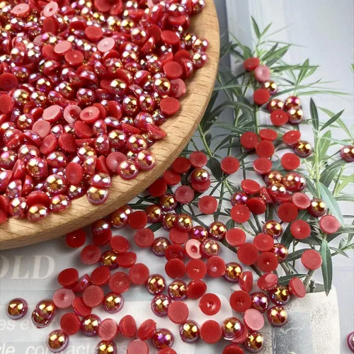 Miniatura 3 de 1000 piezas de cuentas de perla media de 5 mm cuentas de perla plana cuentas de perla redondas planas de plástico para manualidades, embellecimiento