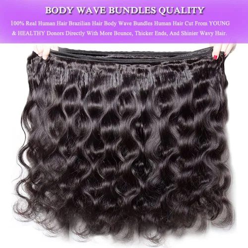 Miniatura 5 de ALLRUN Paquetes de Ondas Corporales con Cierre Cabello Humano 12 14 16 Pulgadas+10 Cierre Tejidos Corporales 3 Paquetes y Cierre Parte Libre 100%