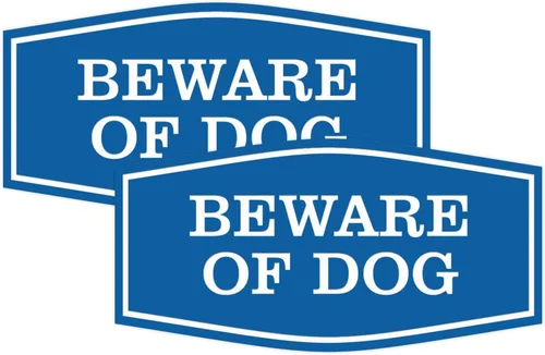 Miniatura 15 de All Quality Fancy Beware of Dog Letrero Material duradero Señales de seguridad para el hogar Fácil de instalar (negro/oro), mediano, 1 paquete