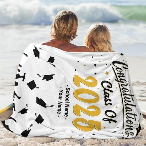 Miniatura 5 de Manta personalizada de graduación 2025, manta personalizada para regalo de graduación con nombre de la universidad, manta de felicitación