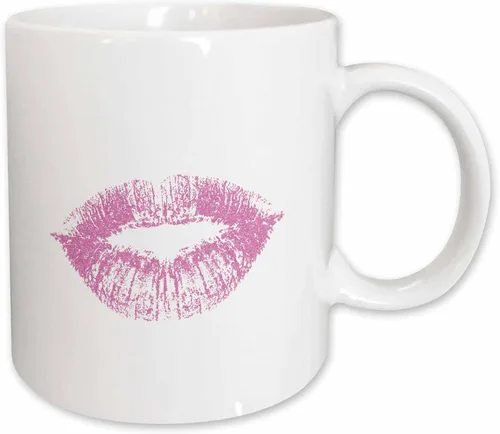 Miniatura 13 de 3dRose Girly Pink Kiss Lips 15oz Two-Tone Black Mug