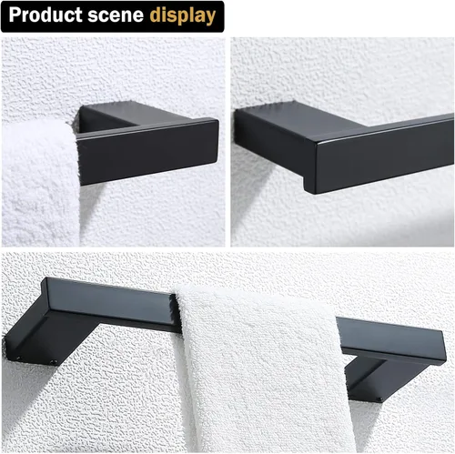 Miniatura 8 de RANDOM Toallero de mano moderno de 12 pulgadas negro mate montado en la pared SUS304 de acero inoxidable para cocina, accesorios de baño