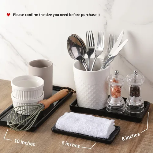 Miniatura 4 de Gurygo Bandejas de baño de 6 pulgadas – Bandeja de cerámica para tocador de baño – Bandeja pequeña de cerámica – Bandejas de jabón de cocina