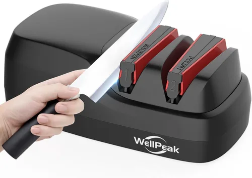 Miniatura 11 de Afilador Eléctrico Profesional de 4 Etapas para Cuchillos y Tijeras para Hogar y Uso Comercial, Abrasivo de Diamante para Cuchillos de Chef de Filo