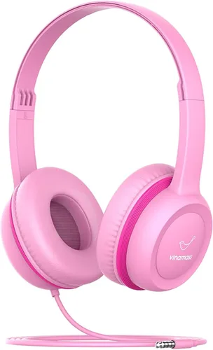 Miniatura 10 de vinamass Auriculares para niños, auriculares con cable para niños con limitador de volumen seguro, auriculares para niños con cable de 0.138 in