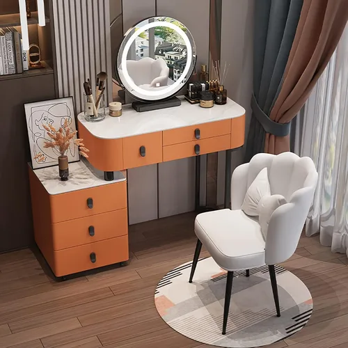 Miniatura 12 de Escritorio de tocador con espejo iluminado, mesa de tocador de maquillaje con luces, 3 modos de iluminación de color, brillo ajustable, mesa