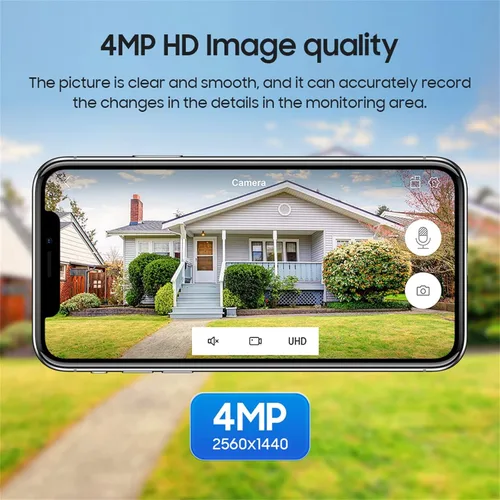 Cámara de seguridad de 4MP para exteriores, PTZ 355° View 1080P, 2.4GHZ, cámaras de seguridad WiFi para exteriores con visión nocturna a color,