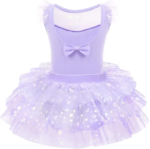Miniatura 2 de IDOPIP Vestido de baile de ballet con falda tutú con lentejuelas y lentejuelas con volantes vestido de baile de bailarina y bailarina