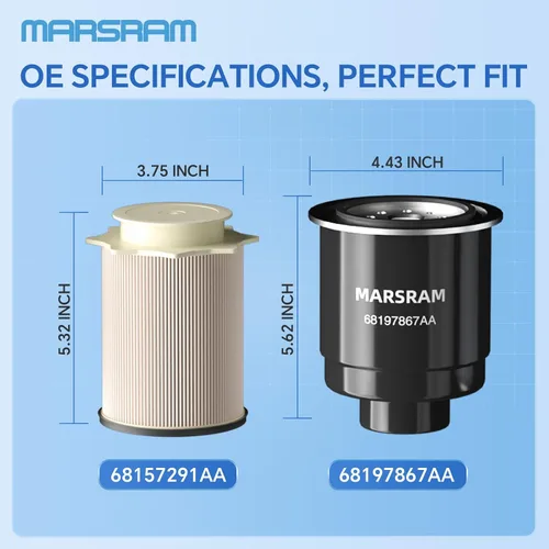 Miniatura 7 de Marsram Juego de separadores de agua de filtro de combustible Compatible con Dodge Ram 2500 3500 4500 5500 6.7L Cummins Diesel Turbo Motores 2013