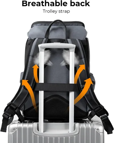 Miniatura 5 de Mochila para cámara K&F CONCEPT, con carcasa rígida, mochila para fotografía de gran capacidad con compartimento para laptop de 15.6" y soporte