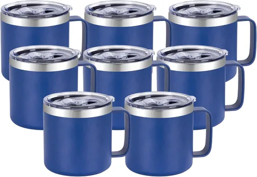Miniatura 8 de VEGOND Taza de café aislada de 14 onzas con asa, taza de café de viaje de acero inoxidable con tapa, taza de café de metal al vacío de doble pared