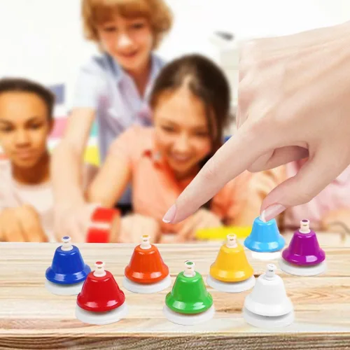 Miniatura 6 de ENNBOM Campana de escritorio 8 notas instrumento de percusión musical - campana de mano diatónica para enseñanza musical