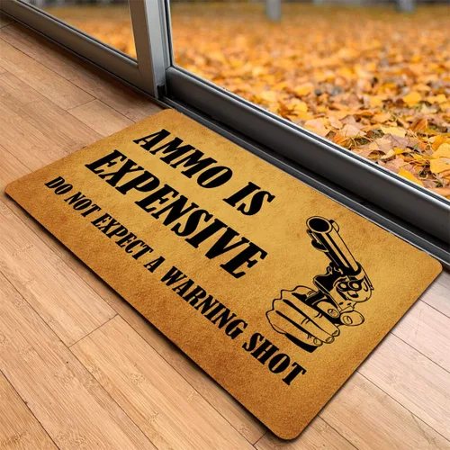 Miniatura 5 de Divertido tapete de bienvenida para la entrada interior del porche delantero, alfombra de munición es costosa, no esperes una toma de advertencia