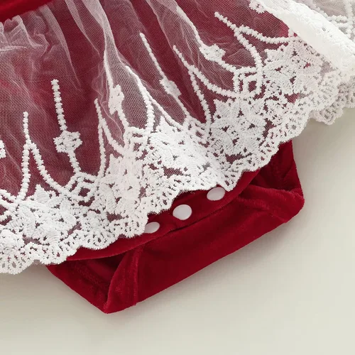 Miniatura 21 de Mameluco de Navidad para niñas recién nacidas, falda de malla de terciopelo rojo, traje de primera Navidad, regalo de Navidad