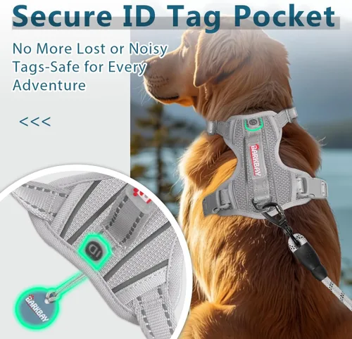 Miniatura 2 de BARKBAY - Arnés para perro sin tirones con bolsillo para etiqueta de identificación - Resistente, reflectante, de fácil control para perros grandes