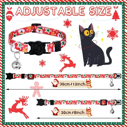 Miniatura 9 de Talltalk Paquete de 15 collares de gato ajustables para otoño, con hebilla de plástico para Halloween, Acción de Gracias, vacaciones, gatito