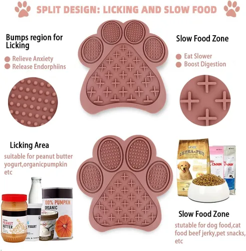 Miniatura 5 de Alfombrilla para lamer perros y gatos – Almohadilla para lamer de alimentación lenta con ventosas, silicona de grado alimenticio para baño, aseo