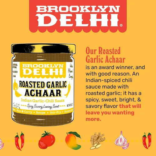 Miniatura 3 de Brooklyn Delhi Ajo asado Achaar – 9 onzas – Picante, limón, sabroso y dulce sabor – Hecho con una mezcla de especias indias, chile rojo en polvo