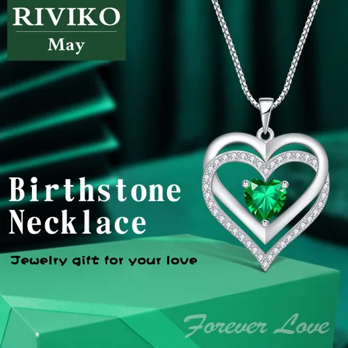 Miniatura 95 de RIVIKO Collar con símbolo de corazón infinito para mujer, plata de ley 925, delicado colgante de corazón para el día de San Valentín, día