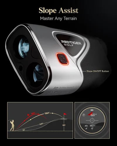 Miniatura 5 de REDTIGER Telémetro Golf, telémetro de golf de 1200 yardas con pendiente, pantalla adaptable a la luz, magnificación 7X, vibración de bloqueo
