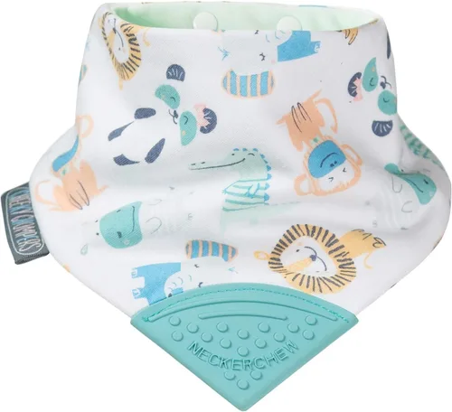 Miniatura 10 de Cheeky Chompers Neckerchew babero de dentición, babero estilo bandana 2 en 1 con mordedor de silicona de grado alimenticio Midnight