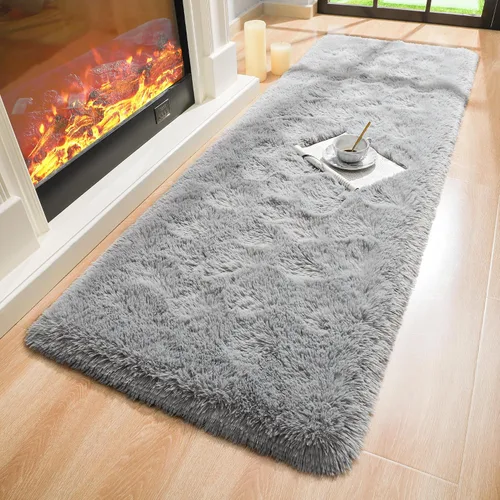 Miniatura 7 de Foxmas Alfombra Alargada Suave para Dormitorio y Sala de Estar, 2x6 Pies Alfombras de Área Esponjosas Shag Alfombra de Cabecera para Cuarto de Niños