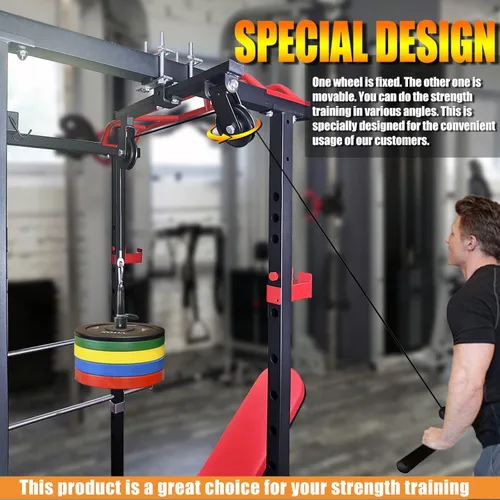 Miniatura 5 de Accesorio de polea para rack de potencia, máquina desplegable LAT - Sistema de polea doble de cable y peso para entrenamiento de fuerza en gimnasio