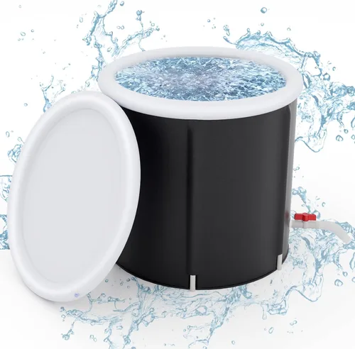 Miniatura 9 de Goplus Bañera de hielo inflable, bañera portátil de terapia de agua fría con cubierta, 6 varillas de soporte resistentes, inflador, bañera de remojo