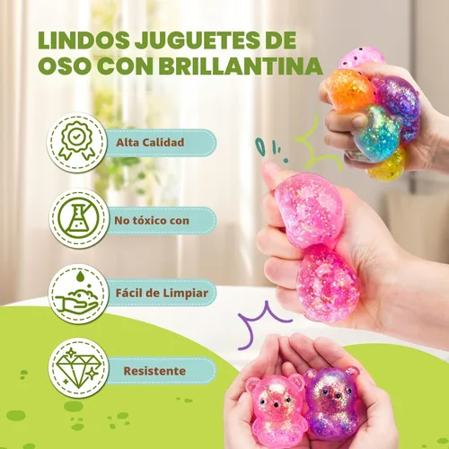 Miniatura 5 de 12Pack Juguetes de Apretar Esponjosos, Linda Pelota de Oso para Apretar, Bolas de Estrés para Alivio del Estrés, Juguetes para Tirar y Estirar