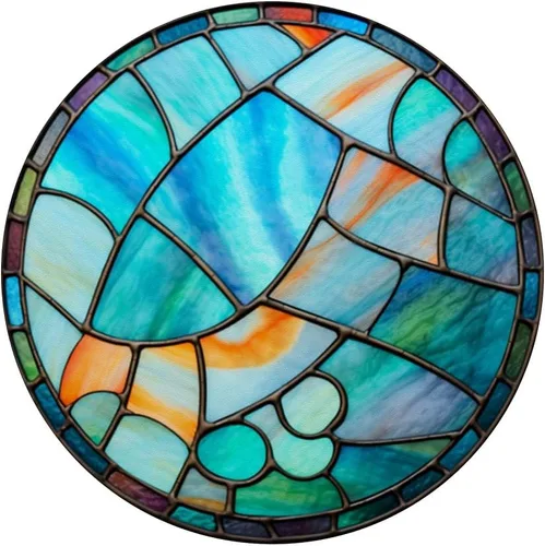 Miniatura 3 de Vitral redondo azul verde naranja patrón PopSockets intercambiable PopGrip