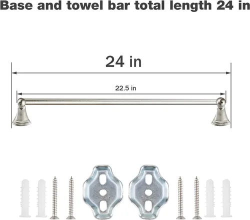 Miniatura 8 de Newfun Juego de 8 accesorios de baño de níquel cepillado para baño, juego de accesorios de baño, 2 toalleros de 24 pulgadas para baño, 2 soportes