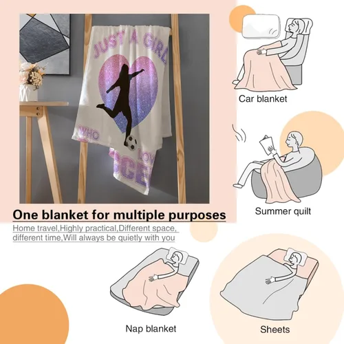 Miniatura 8 de Manta de fútbol para niñas, regalos de fútbol para niñas y niños, manta de franela de forro polar suave y cálida para niñas, regalos de fútbol