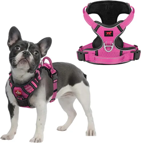 Miniatura 20 de Tuff Pupper Arnés para perro sin tirones, chaleco resistente para mascotas, clips para correa delantera y trasera, mango de seguridad fuerte