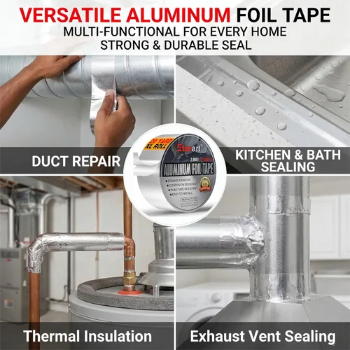 Miniatura 3 de ETERART Cinta de Conducto de Papel de Aluminio Resistente, Sellado y Reparación a Alta Temperatura, Perfecta para HVAC, Conductos de Aire