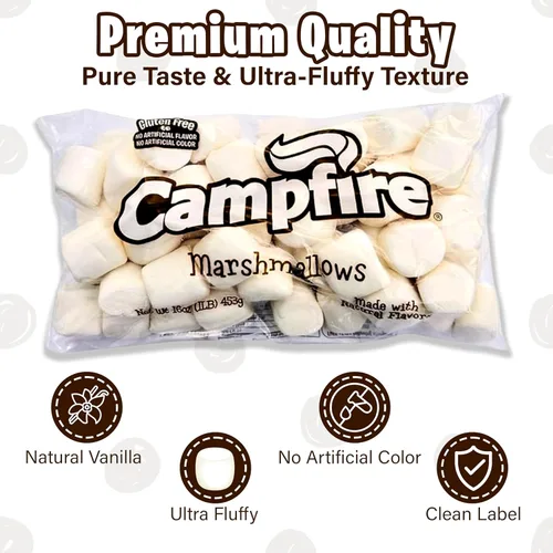 Miniatura 4 de FireStix 3 libras de malvaviscos blancos grandes de fogata, hechos con vainilla natural, sin sabores artificiales, ideal para fogatas, s'mores