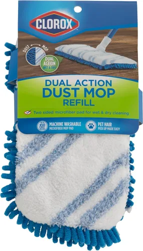 Miniatura 2 de Clorox Cabezal de repuesto de microfibra para mopa de polvo de doble acción, lavable a máquina, color azul