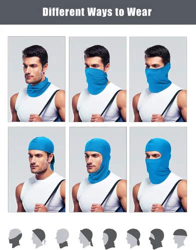 Miniatura 2 de SATINIOR Pasamontañas de 9 piezas, máscara de cara completa, protección solar UV, cubierta facial de verano, transpirable, resistente al viento
