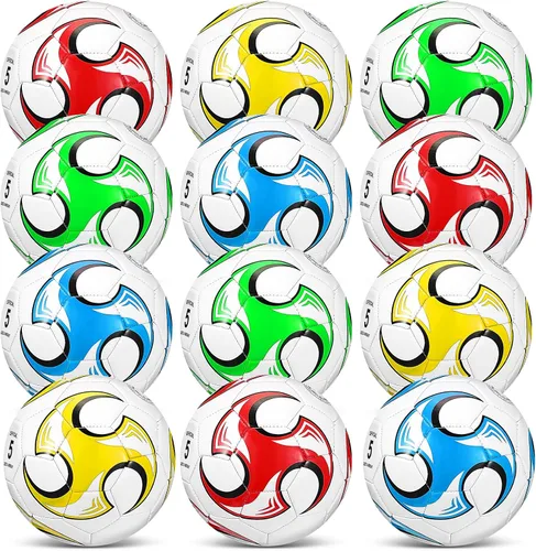 Miniatura 8 de Lenwen 12 pelotas de fútbol con inflador a granel, tamaño oficial 5, 4, 3, niños, adolescentes, adultos, deportes en interiores y exteriores, regalo