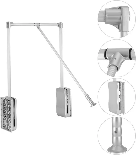 Miniatura 4 de Barra de armario extraíble, organizador de armario ajustable, riel de ropa para colgar ropa resistente, colgador de barra de ropa suave, ahorro