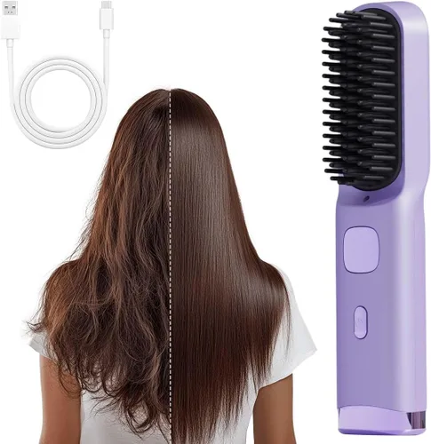 Miniatura 8 de Go Brush para cabello corto, cepillo inalámbrico para alisar el cabello con calentamiento rápido de 30 segundos, 4 niveles de calor ajustables
