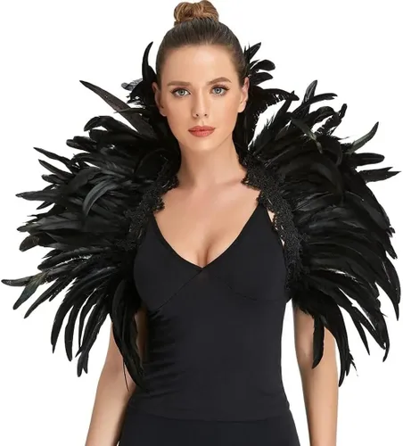 Miniatura 7 de Sowder Borde de flecos de plumas de gallo de 8 a 10 pulgadas de ancho para decoración de manualidades, paquete de 1 yarda (negro)