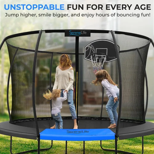 Miniatura 7 de SereneLife Trampoline Outdoor 8FT 10FT 12FT 14FT with Enclosure Net, Ladder and Anti-Rust Coating - ASTM Approved Recreational Trampolines - Heavy